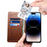SUTENI for iPhone 15 Pro Leather Phone Case Calf Texture Wallet Stand - Brown - 2