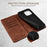 SUTENI for iPhone 15 Pro Leather Phone Case Calf Texture Wallet Stand - Brown - 5