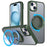 For iPhone 15 Invisible Gear Phone Case Kickstand Magnetic Cover - Green - 1