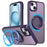 For iPhone 15 Plus Magnetic Case Ring Kickstand PC + TPU Cover - Purple - 1