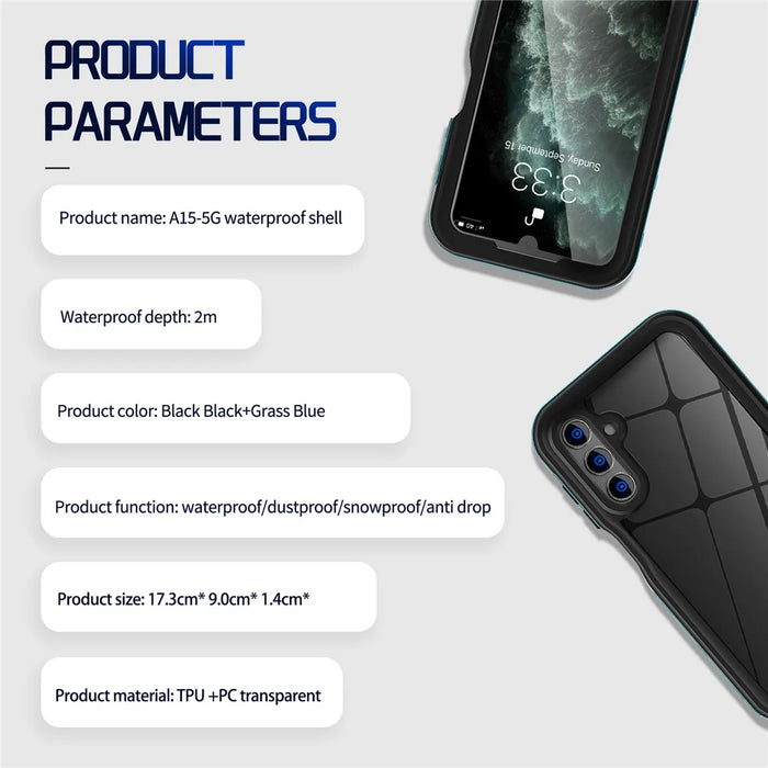 REDPEPPER A Series For Samsung Galaxy A15 5G Case Waterproof Built-in Screen Protector IP68 Underwater - Black - 5