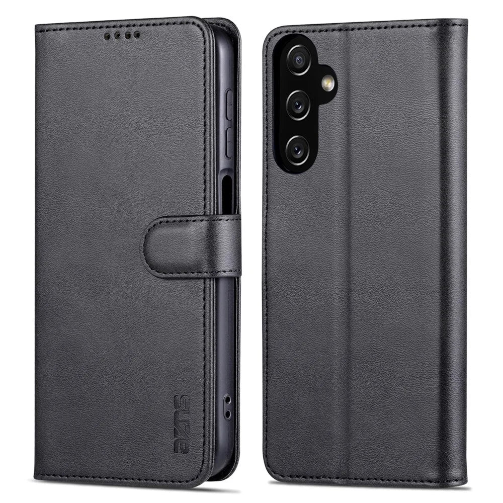 AZNS For Samsung Galaxy A35 5G Leather Phone Case Wallet Flip Phone Cover - Black - 1