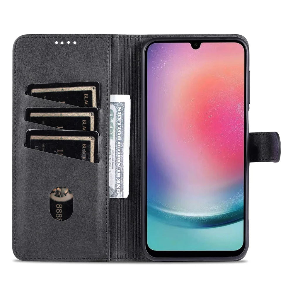 AZNS For Samsung Galaxy A35 5G Leather Phone Case Wallet Flip Phone Cover - Black - 2