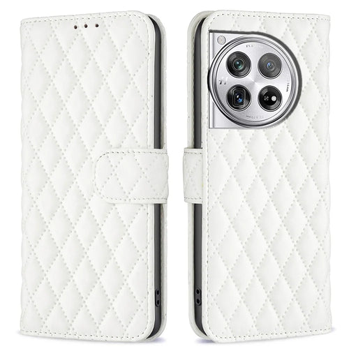 BINFEN COLOR BF Style-14 For OnePlus 12 5G Case Stand PU Leather Wallet Flip Cover Protector - White - 1