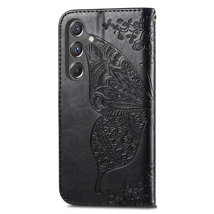 For Samsung Galaxy A15 5G Wallet Case PU Leather Wrist Strap Card Slots Cover - Black - 4