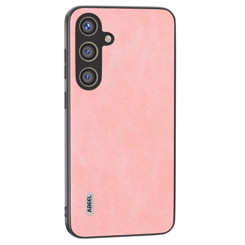 ABEEL For Samsung Galaxy S24 Case Scratch-proof PU Leather Coated PC Phone Back Cover - Pink - 1