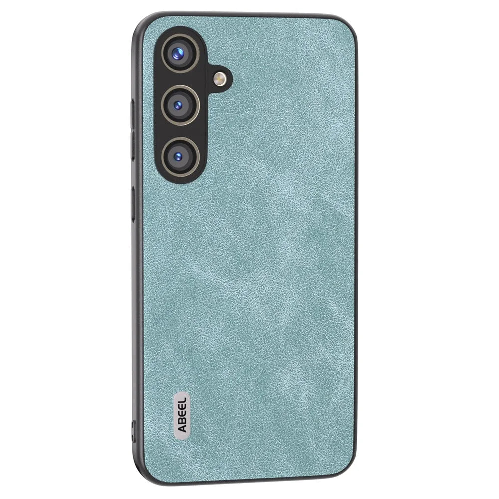 ABEEL For Samsung Galaxy S24+ Cell Phone Case PU Leather Coated PC Drop-resistant Protective Shell - Baby Blue - 1