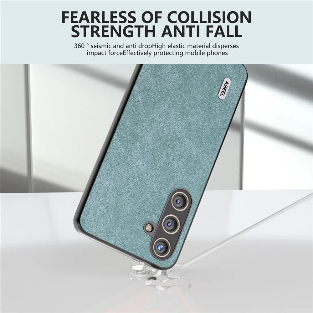 ABEEL For Samsung Galaxy S24+ Cell Phone Case PU Leather Coated PC Drop-resistant Protective Shell - Baby Blue - 2