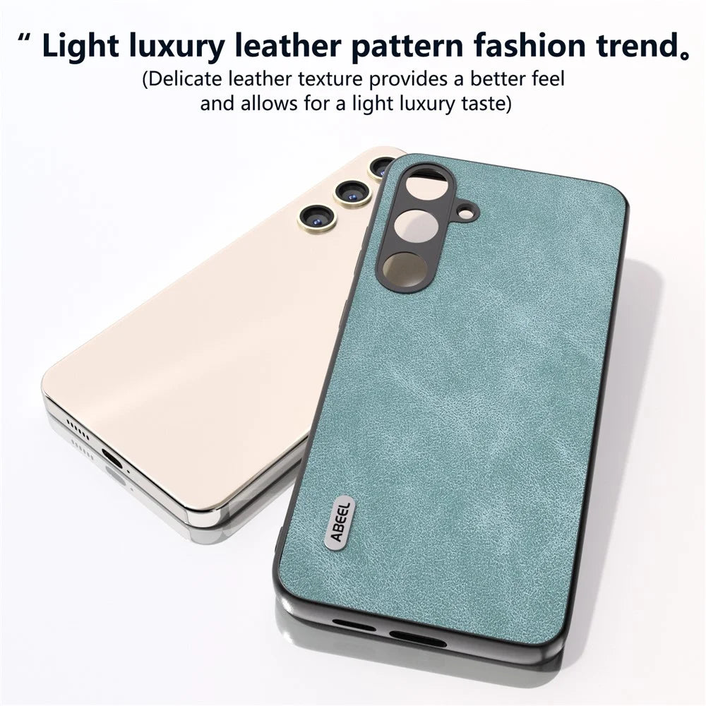ABEEL For Samsung Galaxy S24+ Cell Phone Case PU Leather Coated PC Drop-resistant Protective Shell - Baby Blue - 3