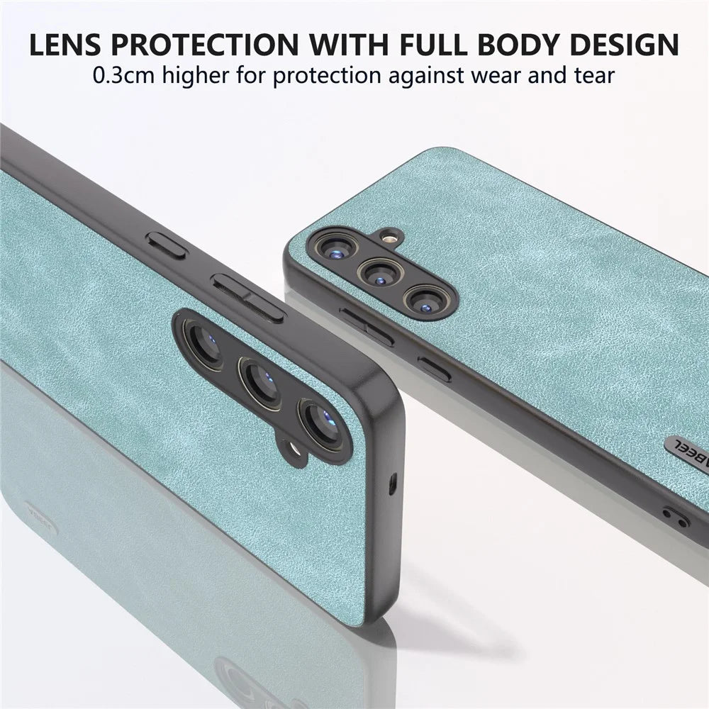 ABEEL For Samsung Galaxy S24+ Cell Phone Case PU Leather Coated PC Drop-resistant Protective Shell - Baby Blue - 4