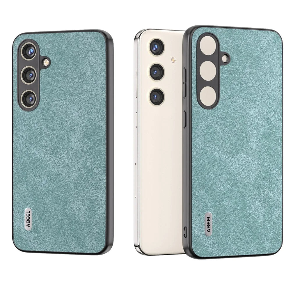 ABEEL For Samsung Galaxy S24+ Cell Phone Case PU Leather Coated PC Drop-resistant Protective Shell - Baby Blue - 6