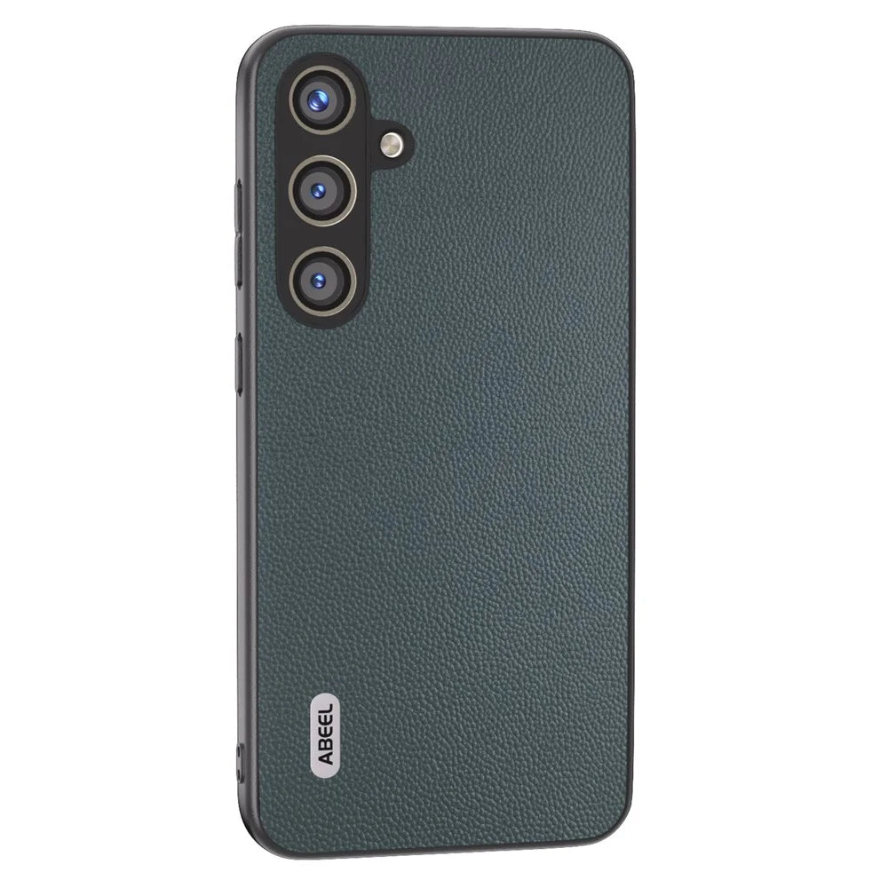 ABEEL For Samsung Galaxy S24+ Case Genuine Cow Leather+PC Scratch-resistant Smart Phone Shell  - Green - 1