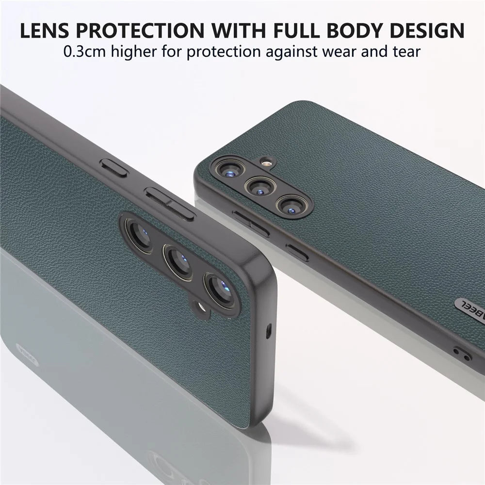 ABEEL For Samsung Galaxy S24+ Case Genuine Cow Leather+PC Scratch-resistant Smart Phone Shell  - Green - 4