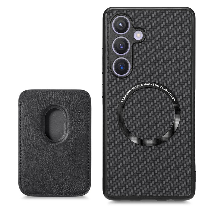 For Samsung Galaxy S24+ Back Case PU+PC+TPU Cover with Magnetic Detachable Card Holder - Black - 4