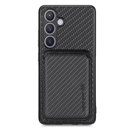 For Samsung Galaxy S24 Back Case Magnetic Card Holder Phone Protective Cover - Black - 1