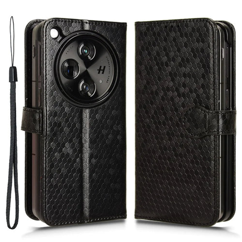 For OnePlus Open / Oppo Find N3 5G Case Imprint Anti-scratch PU Leather Phone Wallet Cover - Black - 1