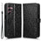 For Samsung Galaxy A15 4G / A15 5G Case Dot Imprinted Leather Shockproof Phone Stand Cover - Black - 1