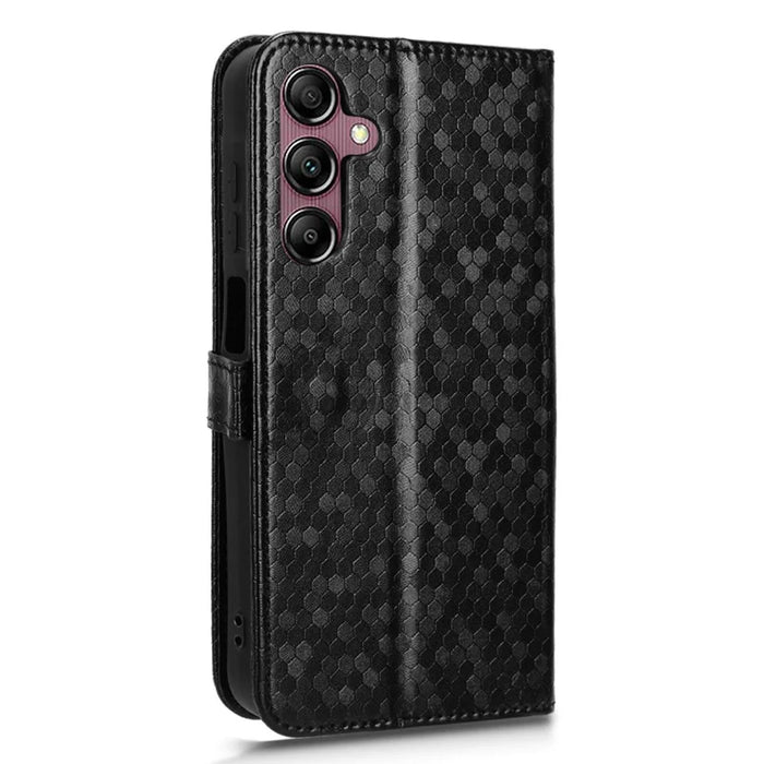 For Samsung Galaxy A15 4G / A15 5G Case Dot Imprinted Leather Shockproof Phone Stand Cover - Black - 5
