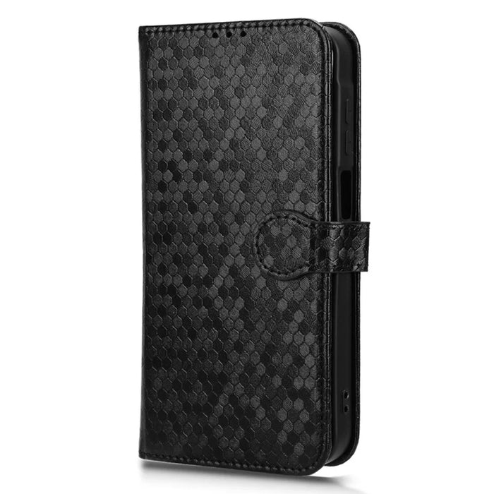 For Samsung Galaxy A15 4G / A15 5G Case Dot Imprinted Leather Shockproof Phone Stand Cover - Black - 6