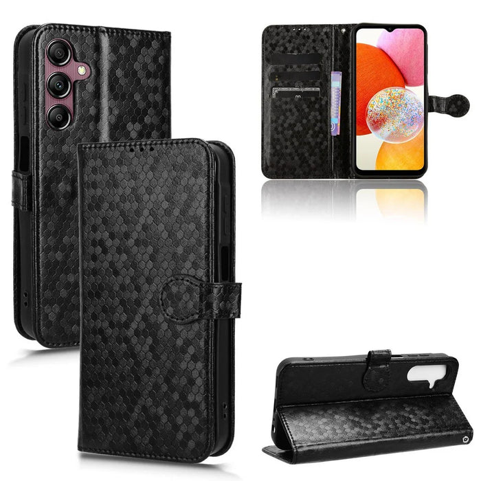 For Samsung Galaxy A15 4G / A15 5G Case Dot Imprinted Leather Shockproof Phone Stand Cover - Black - 7