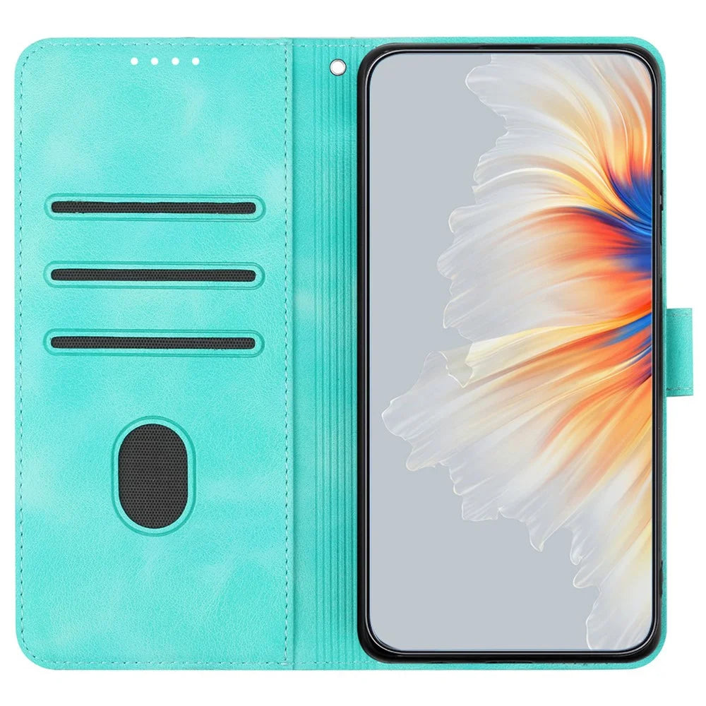 YX0030 For OnePlus 12 5G Leather Wallet Flip Cover Smile Pattern Phone Case Stand - Baby Blue - 2