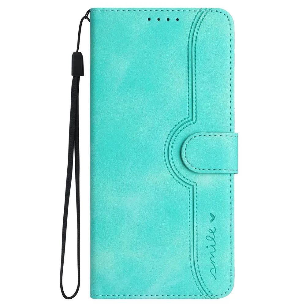 YX0030 For OnePlus 12 5G Leather Wallet Flip Cover Smile Pattern Phone Case Stand - Baby Blue - 7