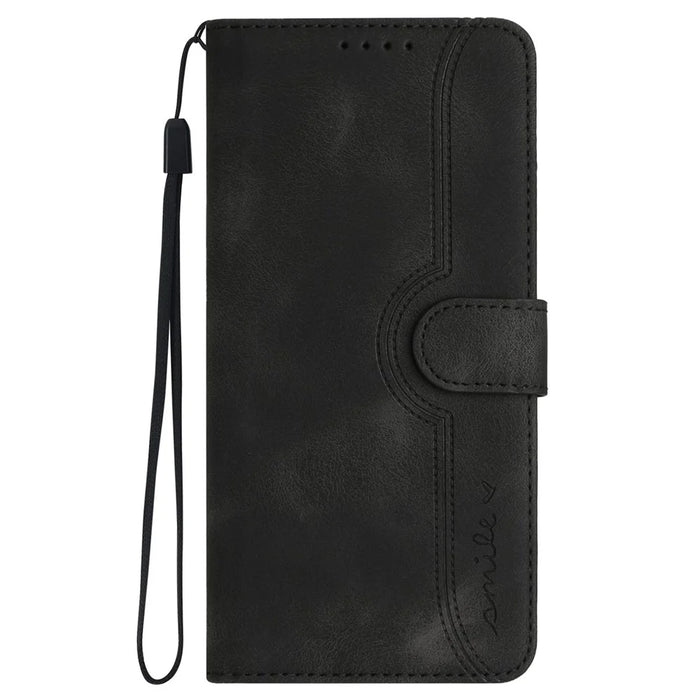 YX0030 For Samsung Galaxy A55 5G Smile Pattern Wallet Case PU Leather Protective Cover - Black - 7