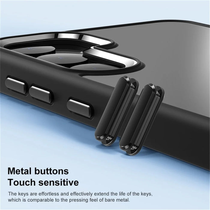 For Samsung Galaxy S24 Clear Case Metal  Lens Frame Protective Phone Cover - Black - 3