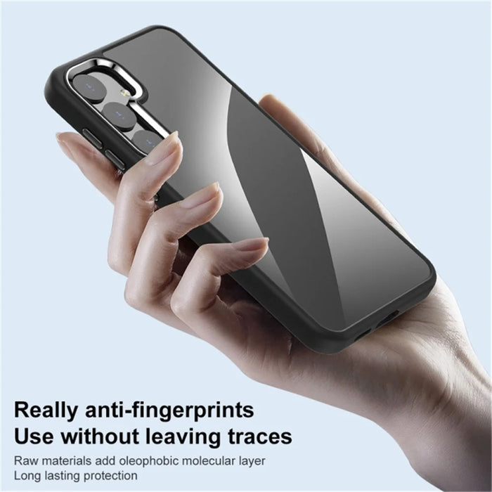 For Samsung Galaxy S24 Clear Case Metal  Lens Frame Protective Phone Cover - Black - 4