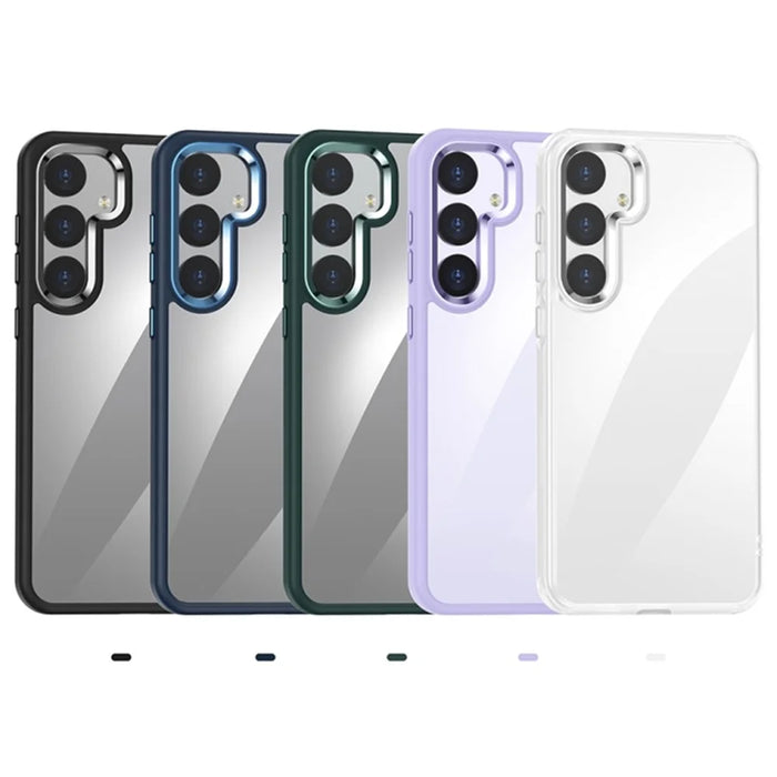 For Samsung Galaxy S24 Clear Case Metal  Lens Frame Protective Phone Cover - Black - 7
