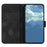 For Samsung Galaxy A35 5G Wallet Case Line Imprinted PU Leather Phone Cover with Strap - Black - 3