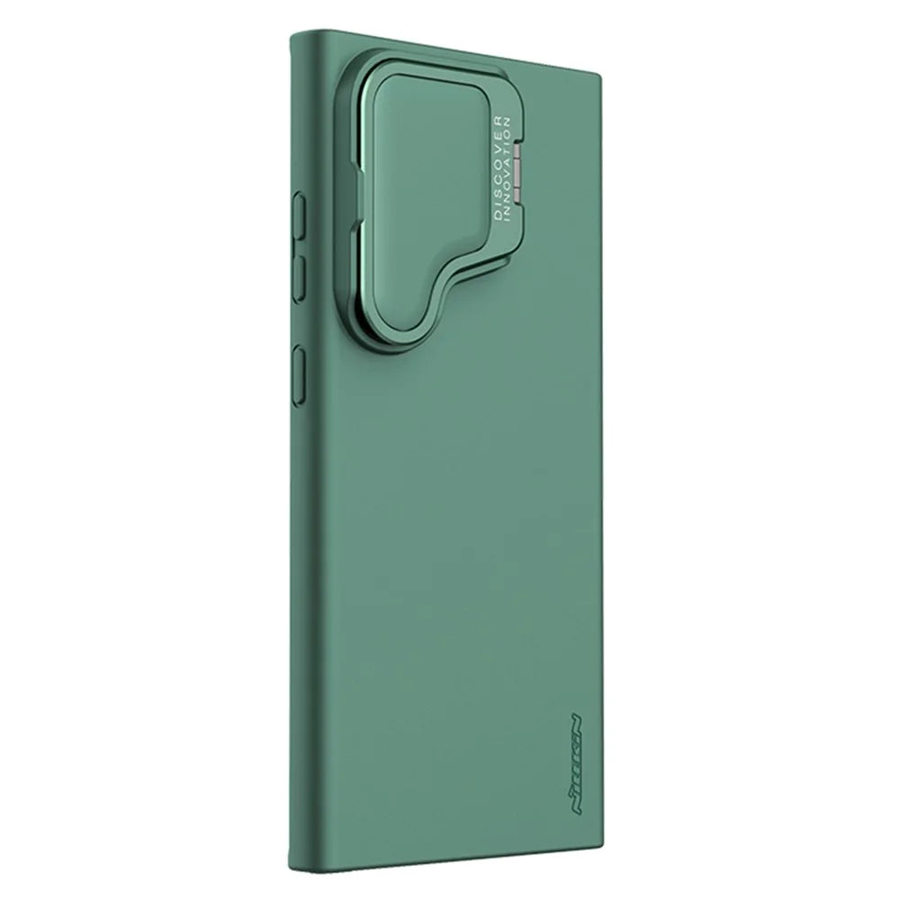 NILLKIN Camshield Silky Prop for Samsung Galaxy S24 Ultra Silicone+PC Phone Case Lens Cover Kickstand  - Green - 3