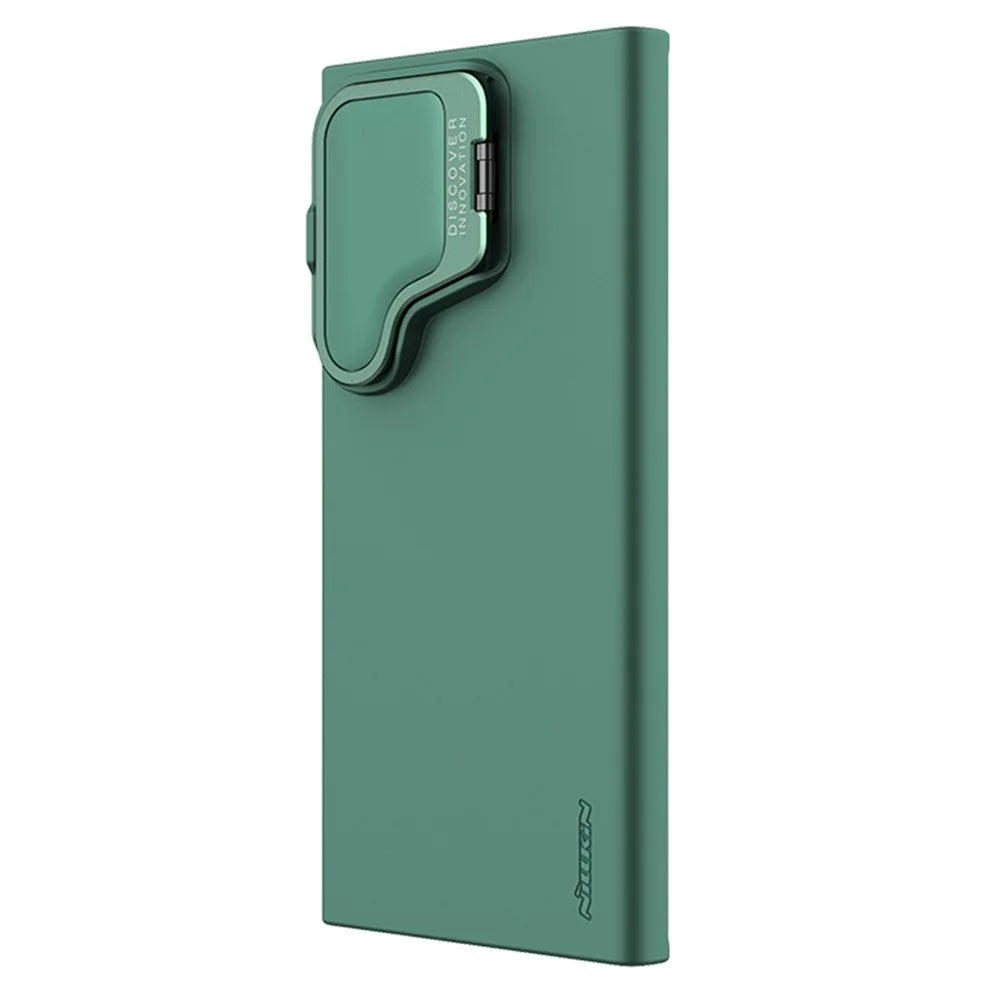 NILLKIN Camshield Silky Prop for Samsung Galaxy S24 Ultra Silicone+PC Phone Case Lens Cover Kickstand  - Green - 4