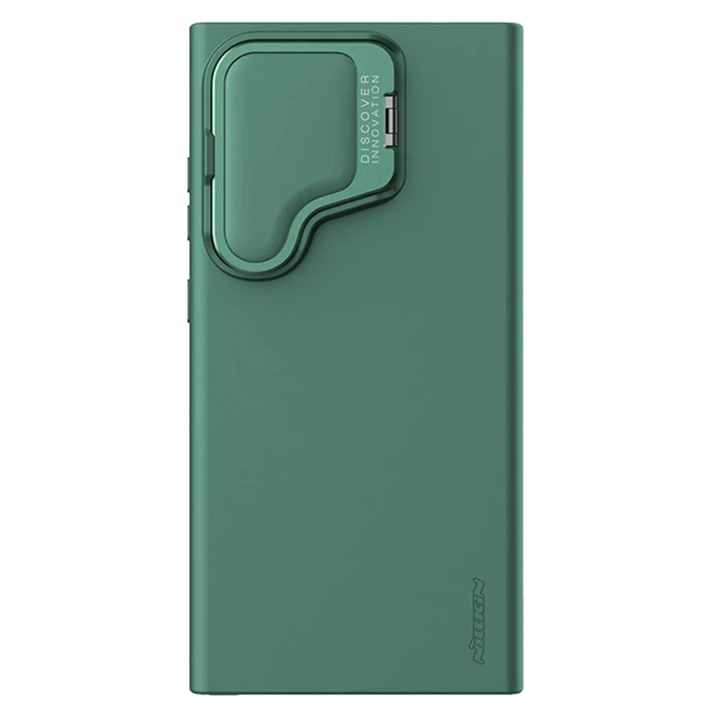 NILLKIN Camshield Silky Prop for Samsung Galaxy S24 Ultra Silicone+PC Phone Case Lens Cover Kickstand  - Green - 5