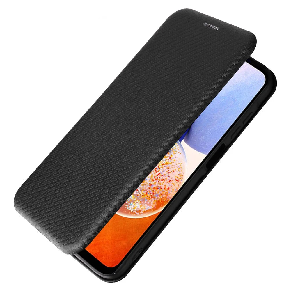 For Samsung Galaxy A15 4G / 5G Phone Case PU Leather Cover Card Slots - Black - 6