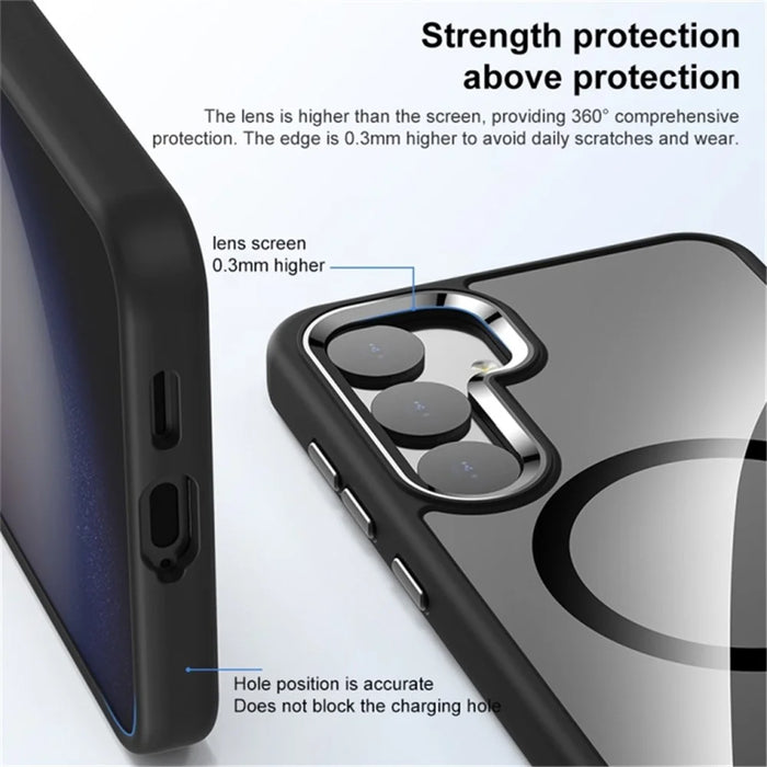 For Samsung Galaxy S24+ Phone Magnetic Case Metal Lens Frame Cover - Dark Blue - 6
