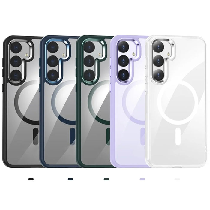 For Samsung Galaxy S24+ Phone Magnetic Case Metal Lens Frame Cover - Dark Blue - 7
