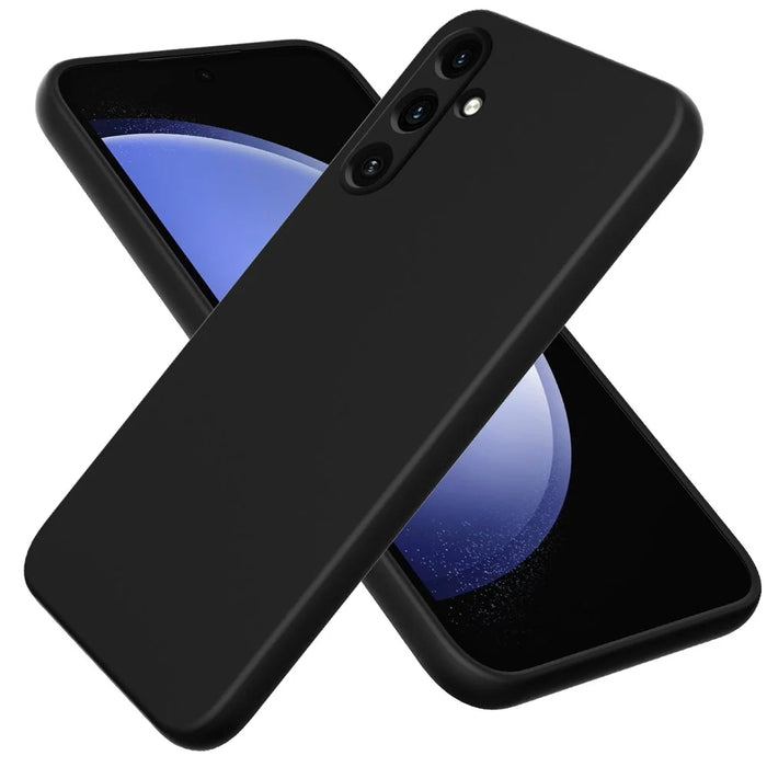 For Samsung Galaxy A55 5G Phone Case Soft Lining Liquid Silicone Protective Shell with Strap - Black - 2