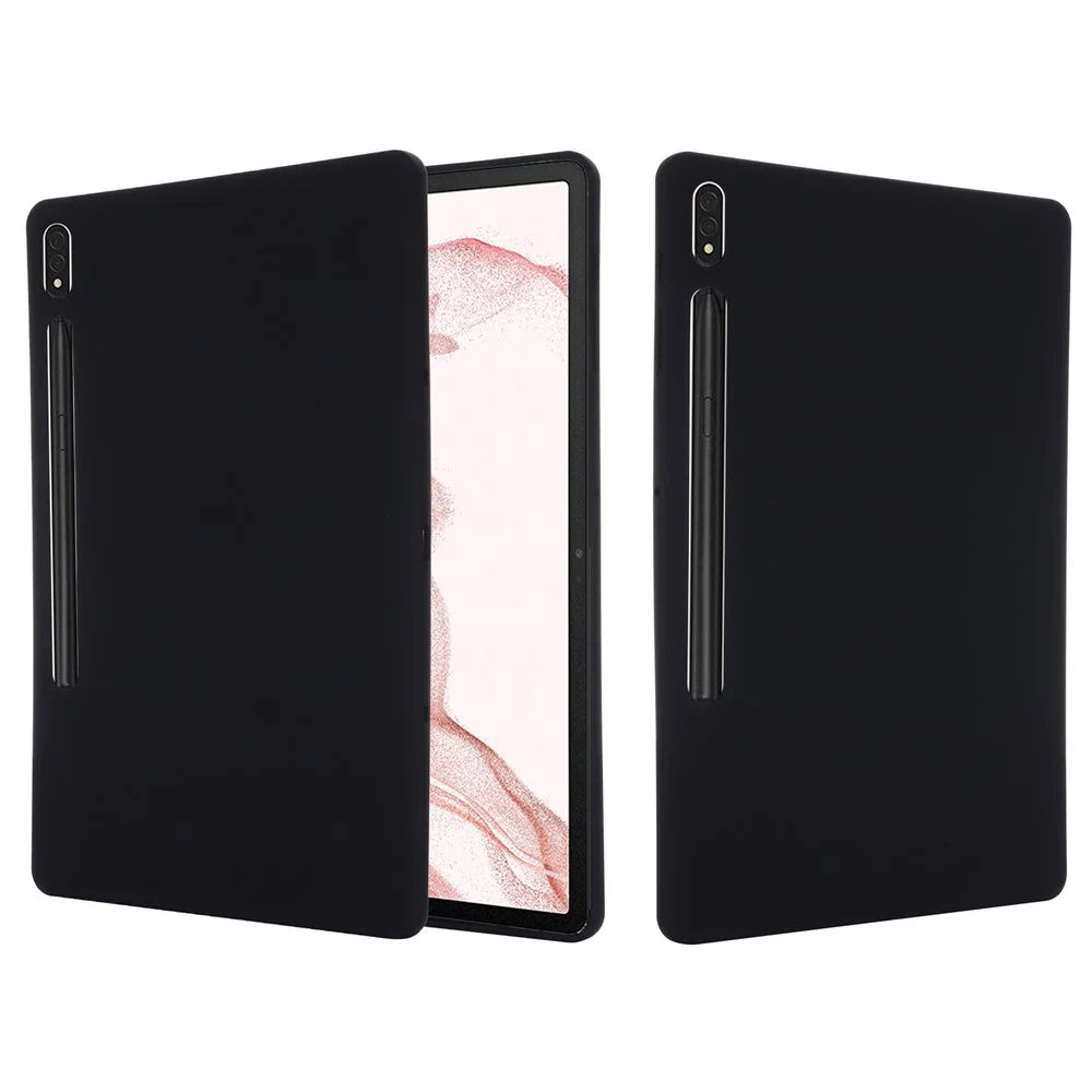 For Samsung Galaxy Tab S9 FE+ Liquid Silicone Case Soft Touch Tablet Cover - Black - 1