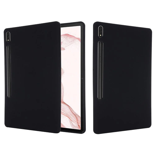 For Samsung Galaxy Tab S9 FE+ Liquid Silicone Case Soft Touch Tablet Cover - Black - 1