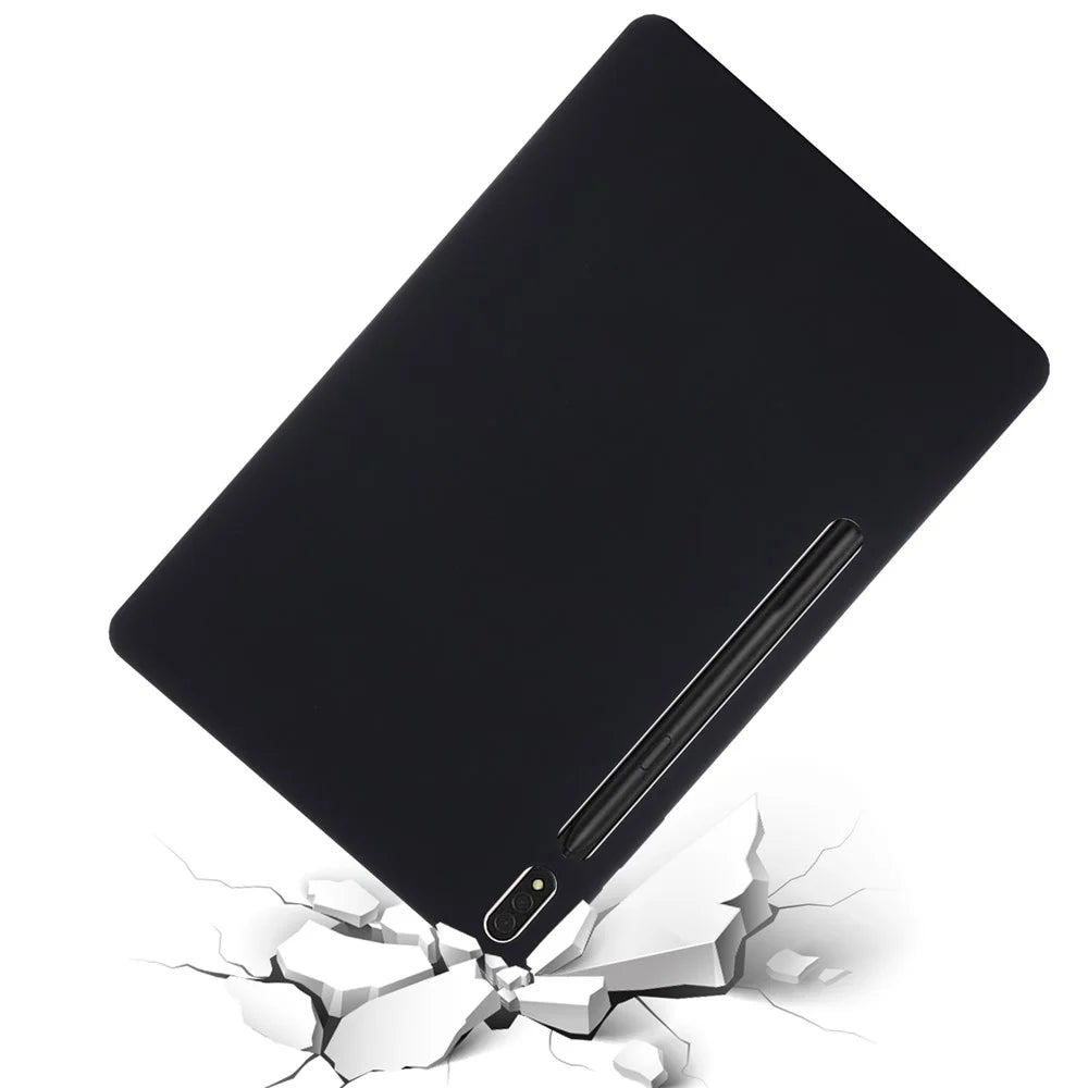 For Samsung Galaxy Tab S9 FE+ Liquid Silicone Case Soft Touch Tablet Cover - Black - 4