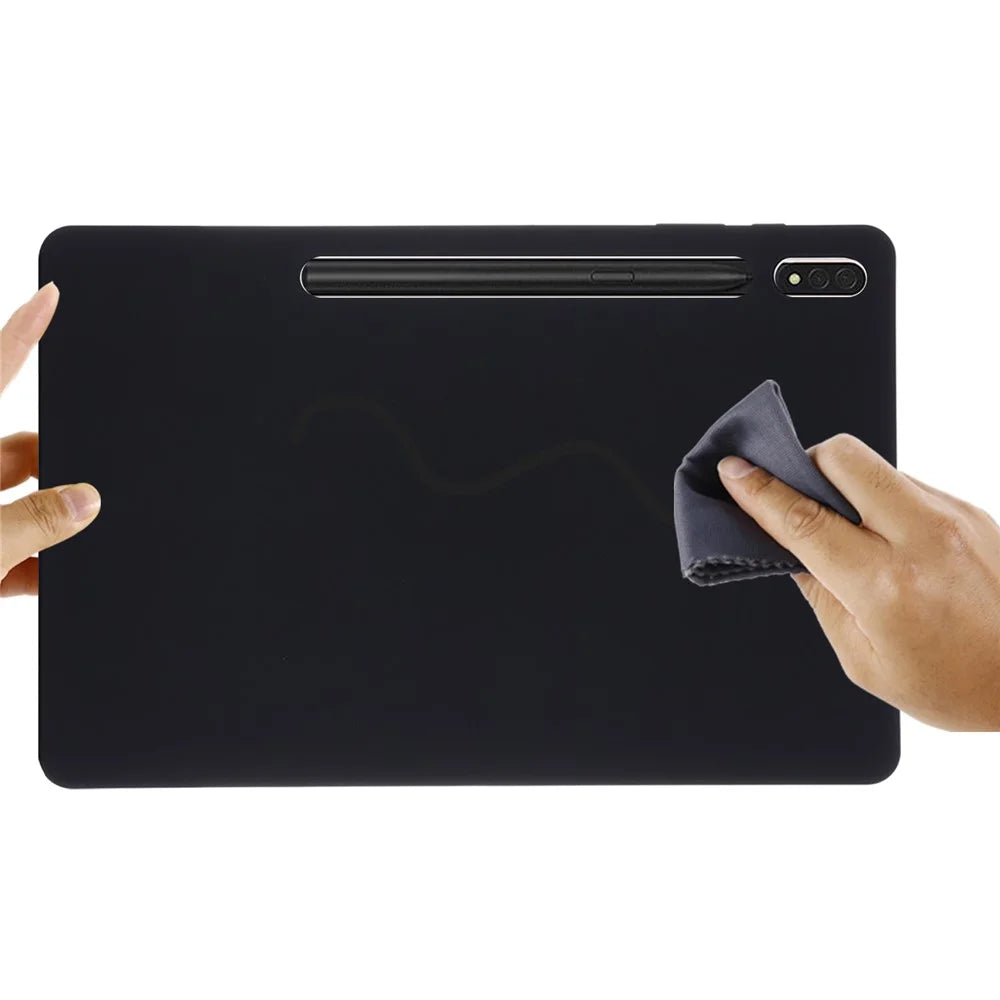 For Samsung Galaxy Tab S9 FE+ Liquid Silicone Case Soft Touch Tablet Cover - Black - 7