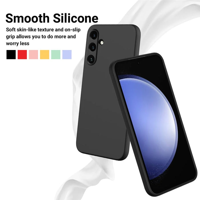 For Samsung Galaxy A35 5G Case Soft Lining Smooth Liquid Silicone Phone Back Protector - Black - 4