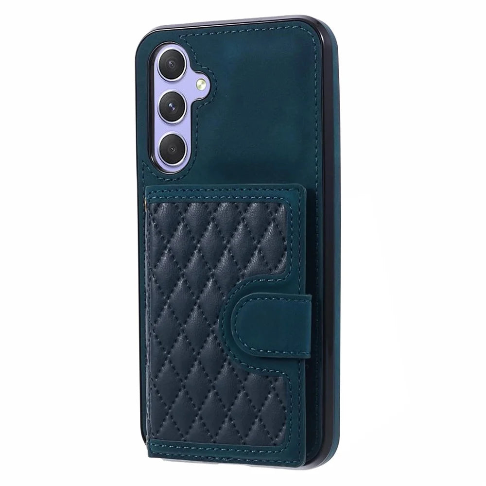 For Samsung Galaxy A25 5G (Global) (161.0 x 76.5 x 8.3mm) Cell Phone Case PU Leather+TPU Card Holder Back Cover with Long Strap - Green - 7