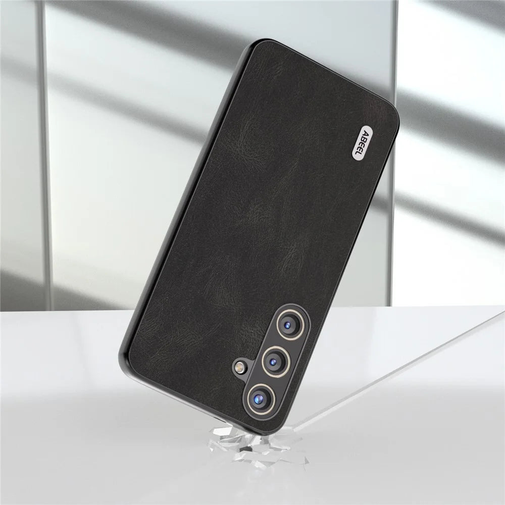 ABEEL For Samsung Galaxy S24+ Case Vintage Style PU Leather Coated PC Phone Cover - Black - 2