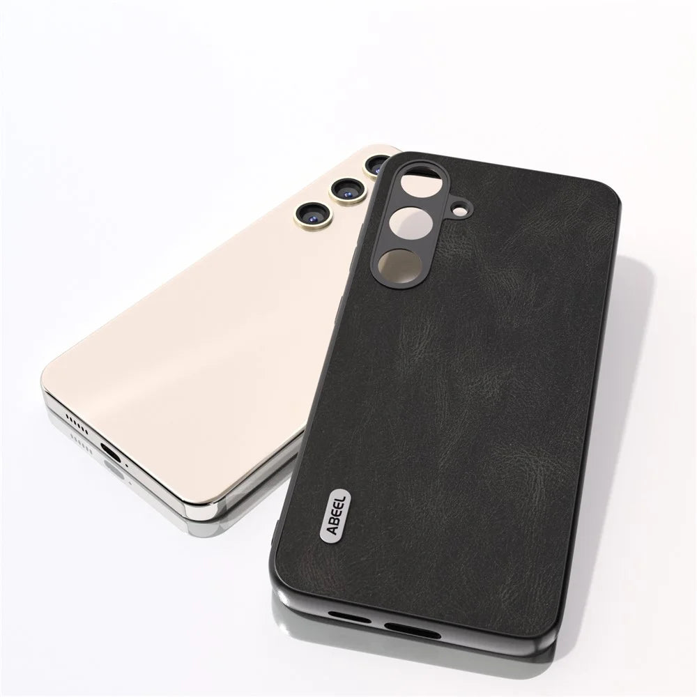 ABEEL For Samsung Galaxy S24+ Case Vintage Style PU Leather Coated PC Phone Cover - Black - 3