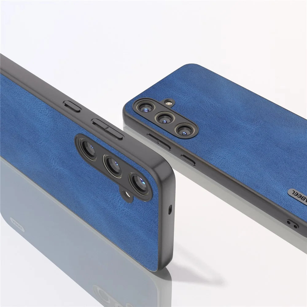 ABEEL For Samsung Galaxy S24 Case Shockproof PU Leather+PC Retro Phone Guard Cover - Blue - 4