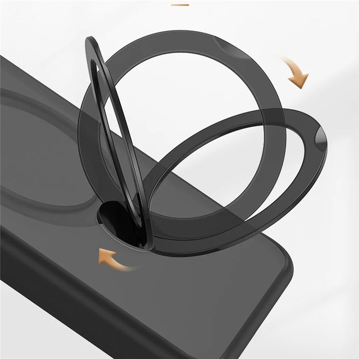 For Samsung Galaxy S24 Magnetic Phone Case 360 Degree Rotation Ring Kickstand - Black - 3