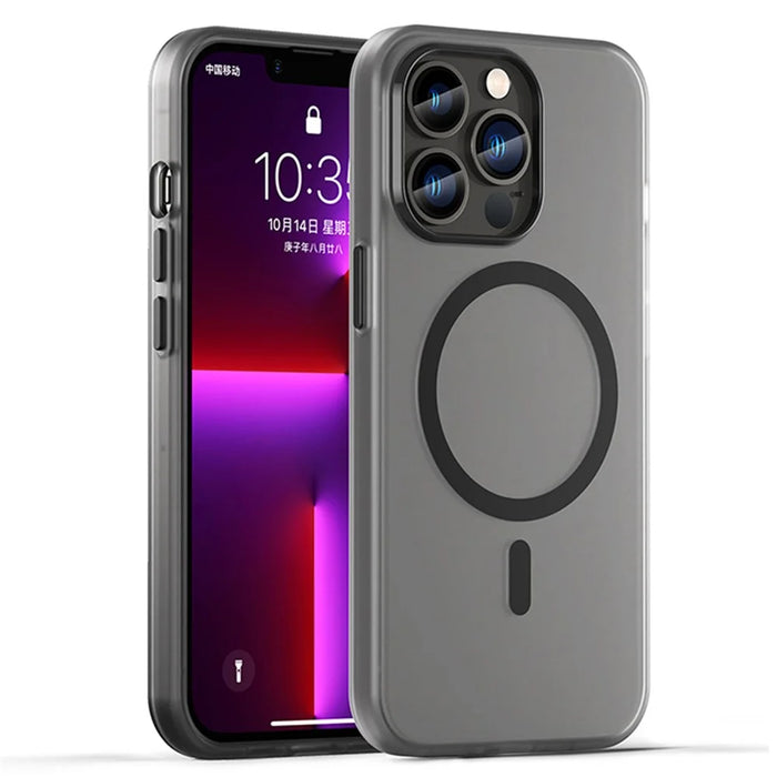 For iPhone 13 Pro Max Translucent Matte Phone Case Compatible with MagSafe - Black - 1