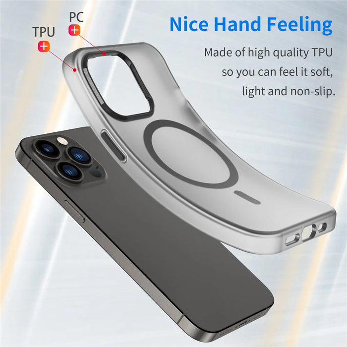 For iPhone 13 Pro Max Translucent Matte Phone Case Compatible with MagSafe - Black - 3